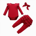 thumbnail image 1 of Baby Girl Winter Clothes Newborn Infant Baby Girl Clothes Outfits Rib Romper Pants with Headband Winter Clothing Set Kaprioy Girls Clothes Fall Winter, 1 of 5