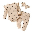 thumbnail image 1 of Baby Girl Winter Clothes Toddler Girls Long Sleeve Romper and Pant Headband Outfits 3pcs Set for 6-12 Months, 1 of 7