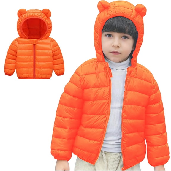 Baby Girl Winter Coat Puffer Jacket Boys Full-Zip Long Sleeve Windproof Jacket Outwear Hooded Jackets Winter Coat 6-12 Months