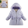 thumbnail image 1 of Baby Girl Winter Coat Puffer Jacket Zipper Long Sleeve Kids Warm Winter Coat Outerwear Cute Hooded Jackets with Pockets Winter Clothes 6-12 Months, 1 of 4
