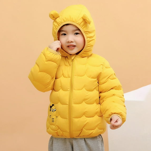 Baby Girl Winter Coats Bear Ears Hooded Baby Quilted Warm Jacket Padded Padded Jacket Cartoon Clothes For Children,6-12 Months
