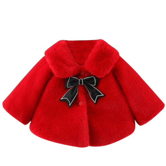 Little Girl Fur Winter Coat Cute Warm Jacket Fuzzy Cloak Overcoat Princess Winter Tops Fall Tops Outfit Outwear for Toddler Kids 6-12 Months