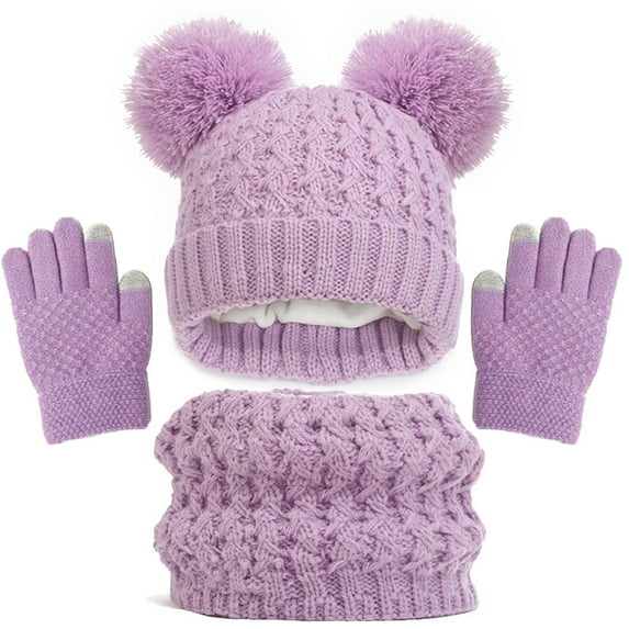 Baby Girl Winter Hat Scarf Gloves Set Soft Knitted Skull Cap Warm Hat for Kids Infant Hats Baby Hats