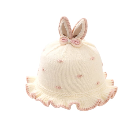 Baby Girl Winter Hat With Bow Knitted Ear Cap For Soft Warm Windproof For Cold Weather