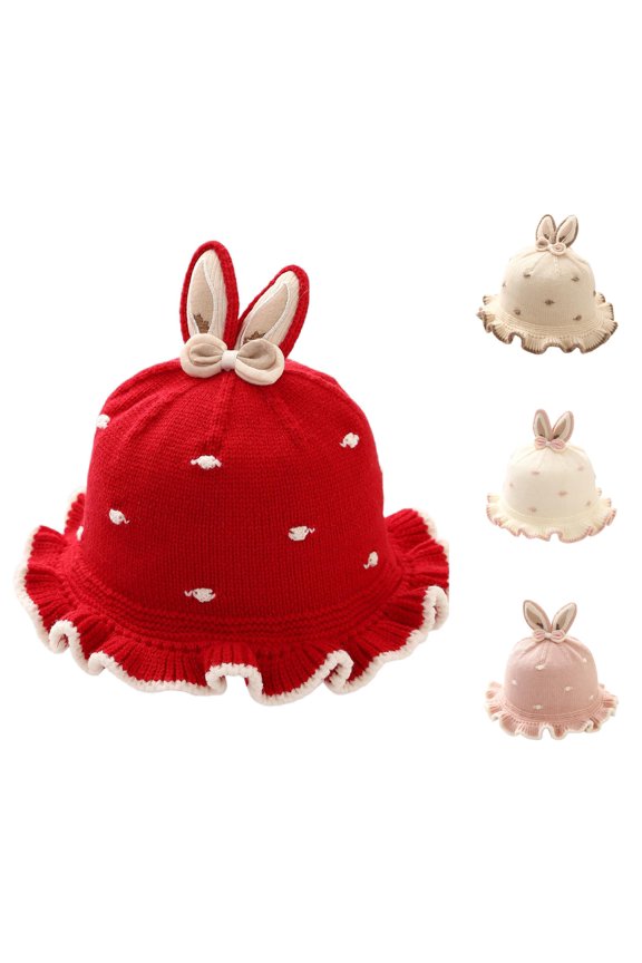 Baby Girl Winter Hat with Bow Knitted Ear Cap for Soft Warm Windproof for Cold Weather Mad Hat Men Rabbit