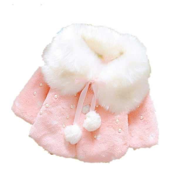Baby Girl Winter Warm Cape Toddler Coat Cloak Jacket Fur Outerwear Clothes 0-3Y