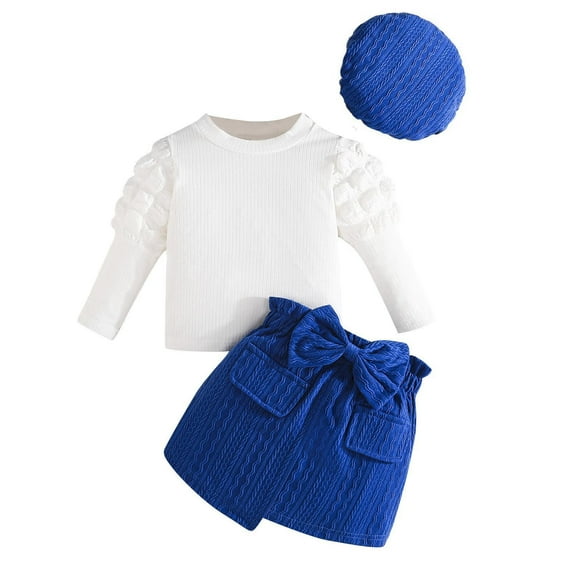 Baby Girl and Pants Sets Toddler Girl Clothes Fashionable Children's Solid Color Long Sleeved Top Half Skirt With Hat Casual Set