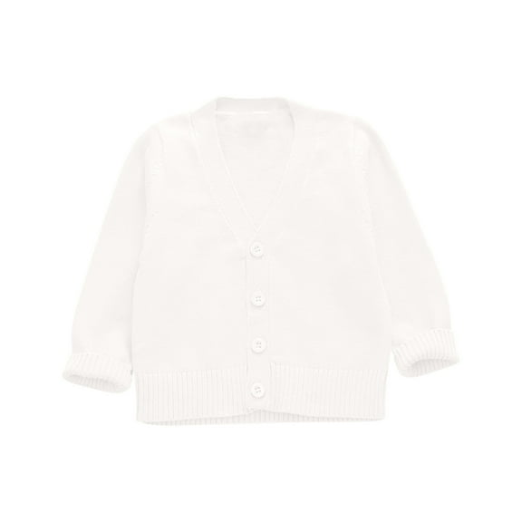 Baby Girl boys Cardigan Sweaters Toddler Knit V-Neck Button down Long Sleeve Fall Winter Outwear Clothes for gifts,White,18 Months