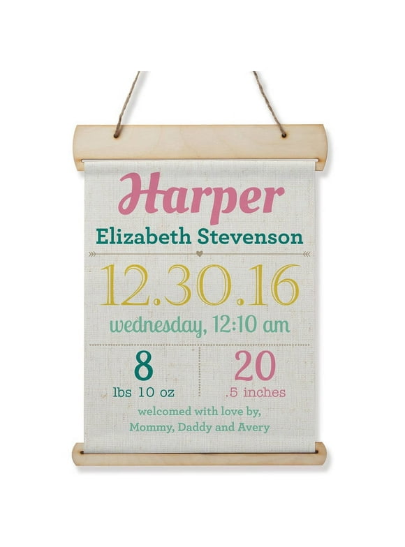 Baby Girl or Boy Personalized Hanging Birth Announcement Banner