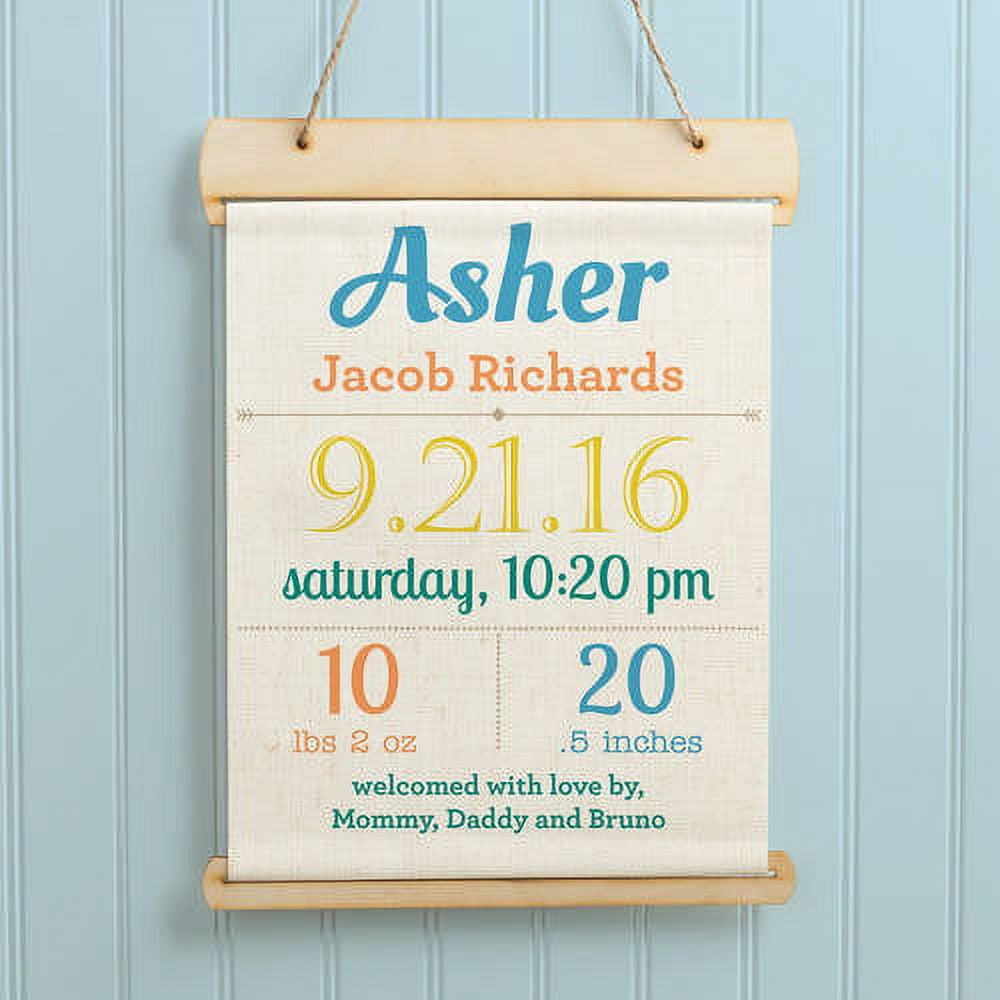 Baby Girl or Boy Personalized Hanging Birth Announcement Banner