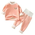 thumbnail image 1 of Baby Girl's 2 Piece Outfits Crewneck Long Sleeve Solid Color Children's Homewear Fuzzy Warm Long Pant Casual Fashion 38 Piece Set,Z4-Pink,18-24 Months, 1 of 5