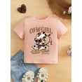 thumbnail image 1 of Baby Girl's Casual Short Sleeve Round Neck T-Shirt With Letter Print, Suitable For Summer, 1 of 3