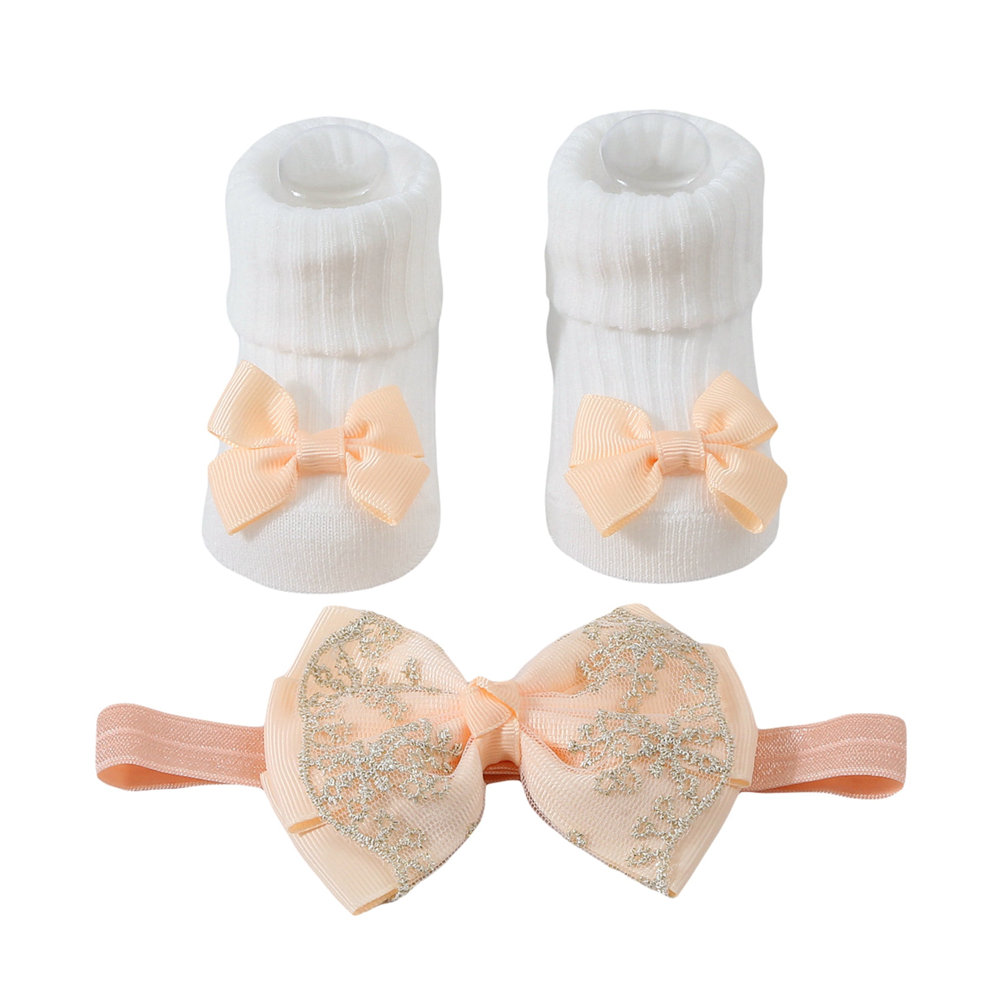 Baby Girl Headwrap & Socks Set – Grey Crown Design