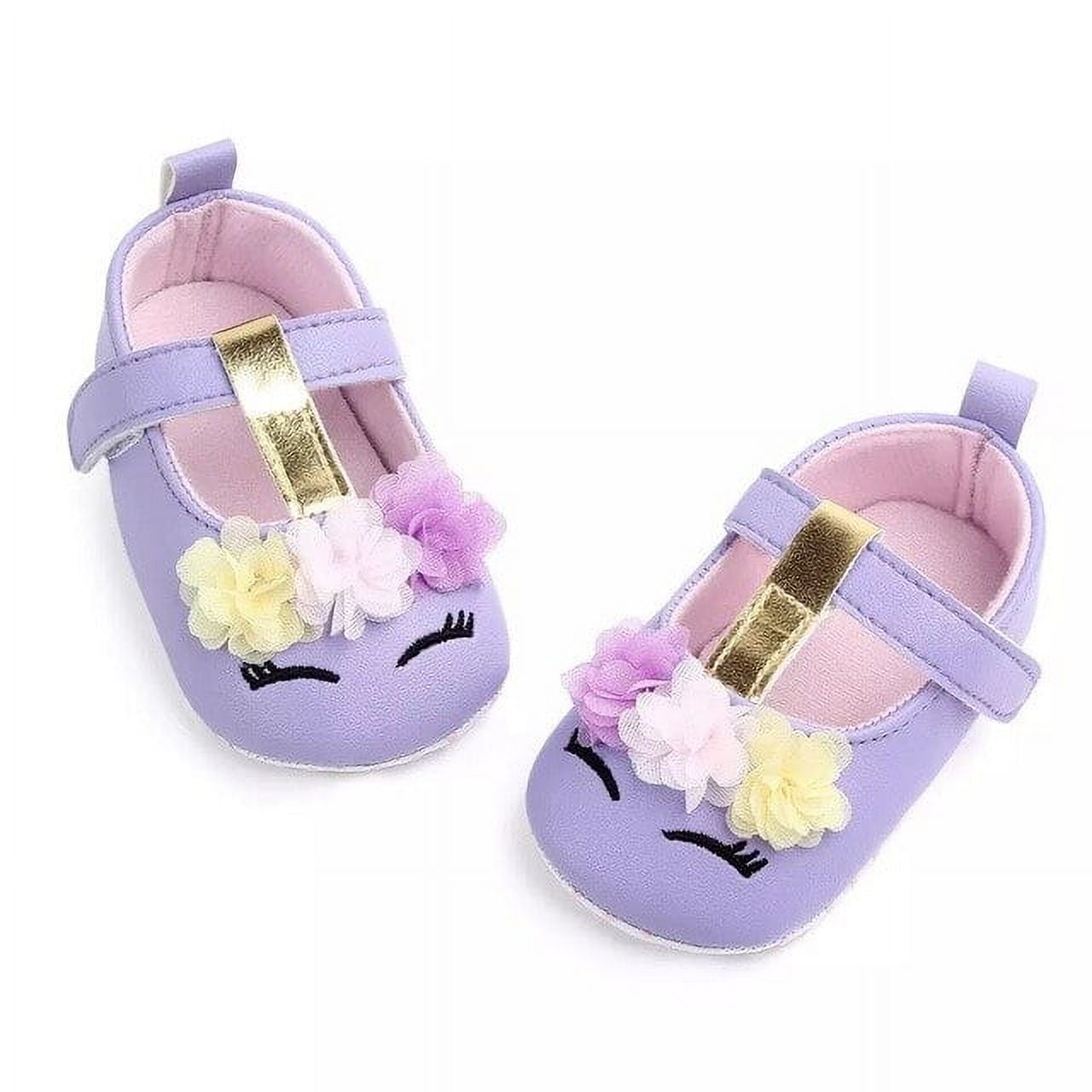 Baby Girl's Purple Unicorn Ballerina Flats 12-18M Size 3