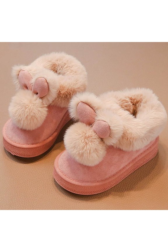 Baby Girl's Snow Boots Winter Children's Thick Boots With Rabbit Ears Warm Shoes