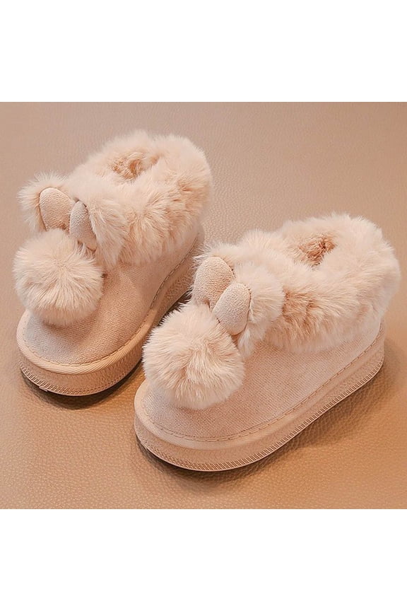 Baby Girl's Snow Boots Winter Children's Thick Boots With Rabbit Ears Warm Shoes