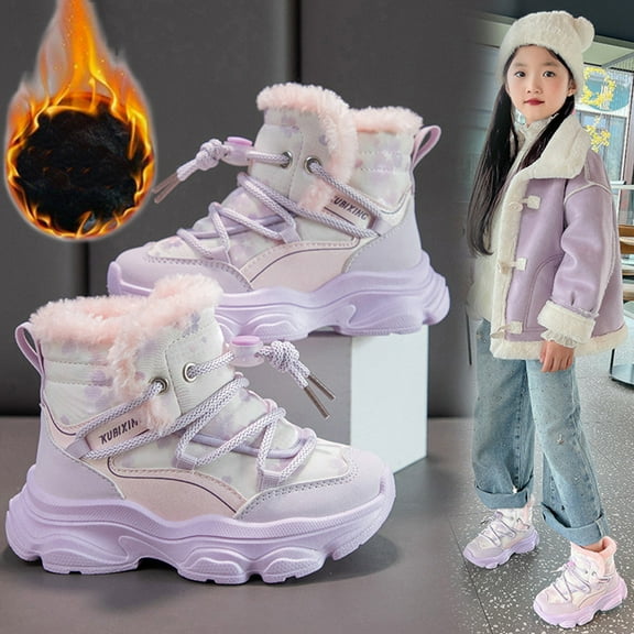Baby Girl's Thick Boots Breathable Fall Winter Outdoor Warm Snow Boots For Middle Large Children