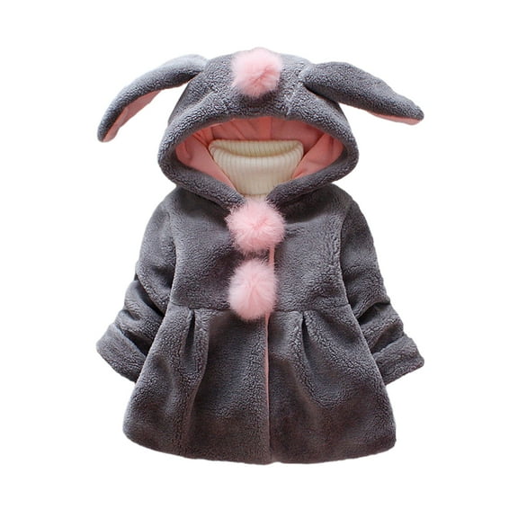GYRATEDREAM Toddler Baby Girl's Fall Winter Coat Jacket Rabbit Ear Hoodie Snowsuit Thick Warm Coat Jacket Outwear