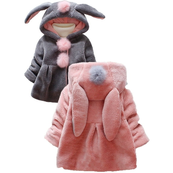 Baby Girl's Toddler Kids Fall Winter Coat Jacket Outerwear Ears Hood Hoodie Snowsuit 0-4 Years