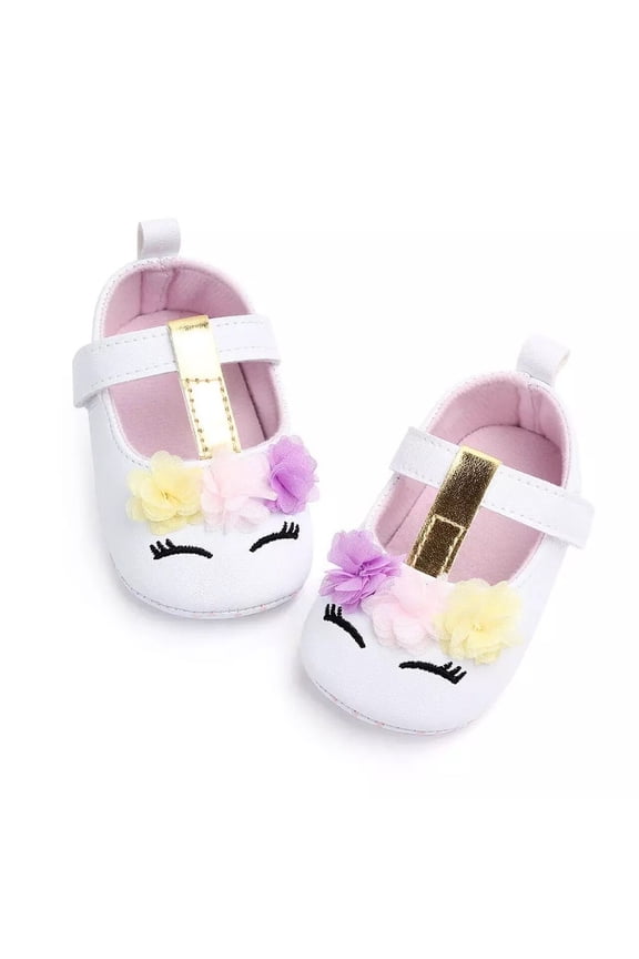 Baby Girl's White Unicorn Ballerina Flats 6-12M