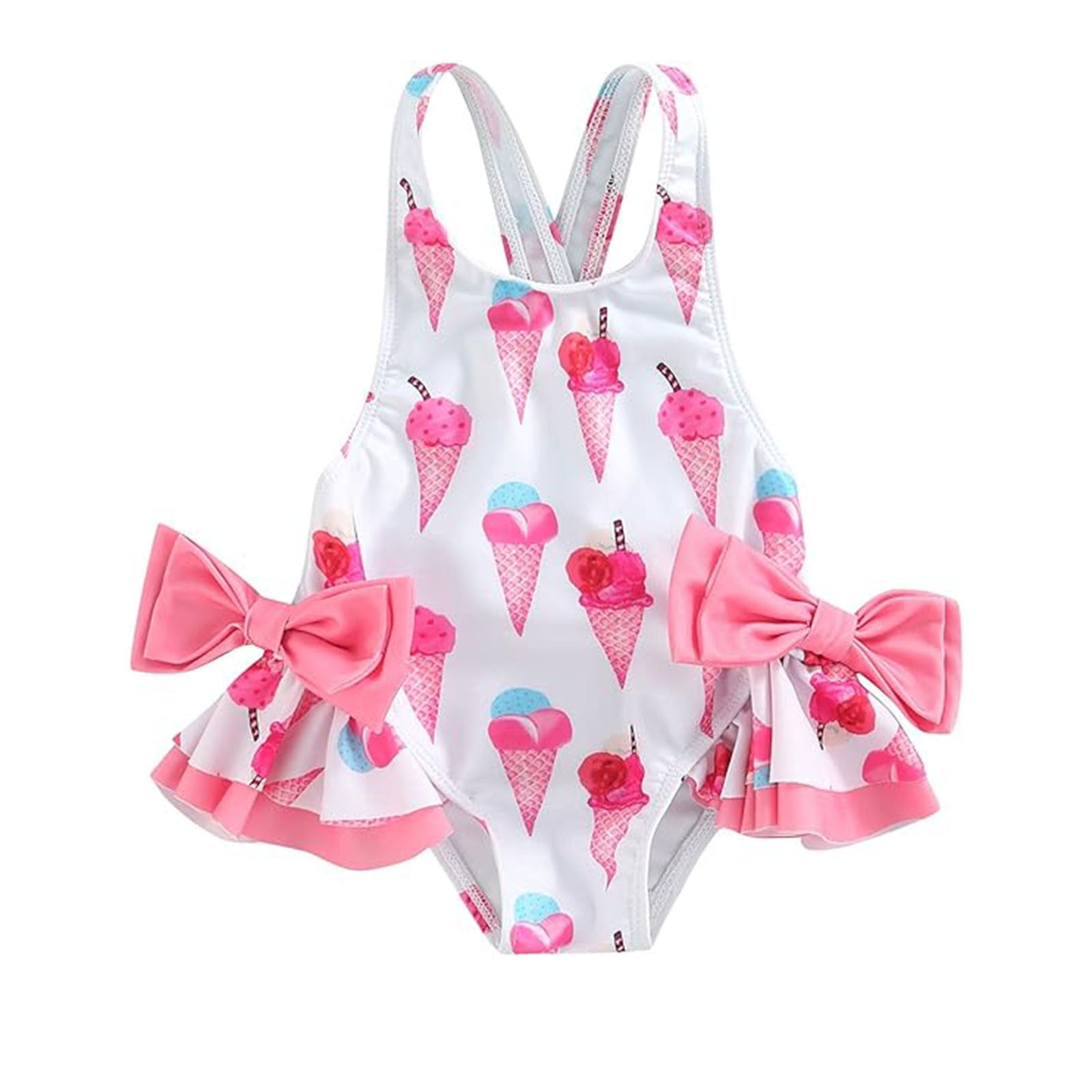 Baby Girls 1 Piece Swimsuit Donut Bathing Suit Sleeveless Ruffle