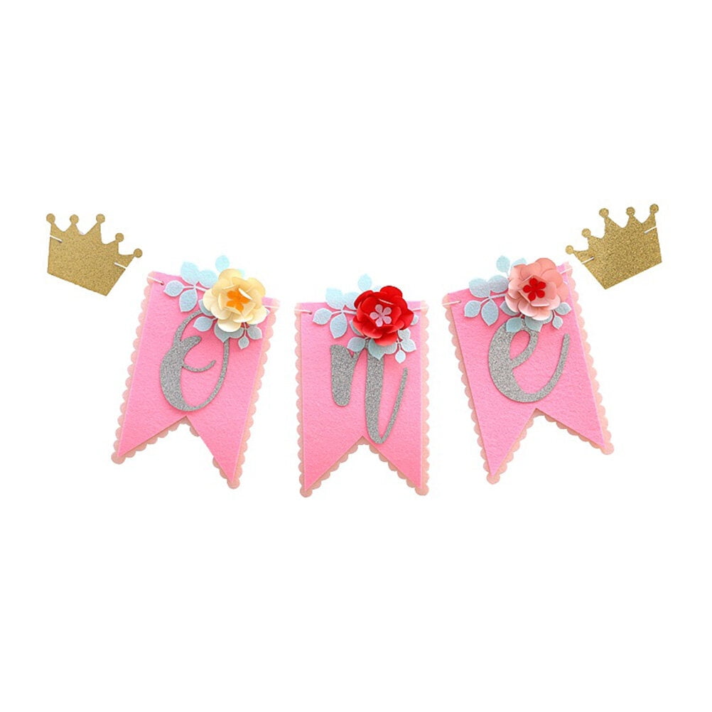 Baby Girls 1st Birthday Party Highchair Banner Summer Flower One High ...