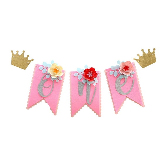 Baby Girls 1st Birthday Party Highchair Banner Summer Flower One High Chair Bunting Garland Baby Shower Decoration