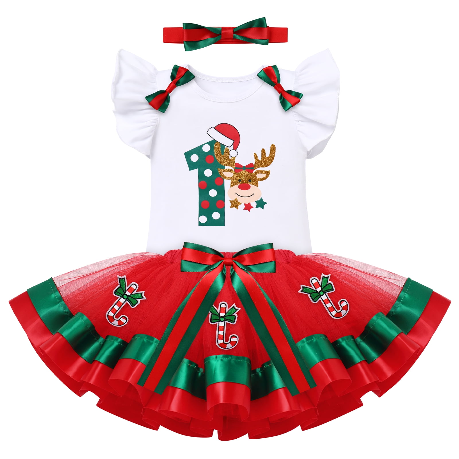 Baby Girls 1st Christmas Outfit Santa Reindeer Xmas Party Dress up