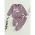 thumbnail image 1 of Baby Girls 2-piece Outfit, Letters Print Long Sleeve Crew Neck Sweatshirt with Elastic Waist Sweatpants Fall Clothes, 1 of 9
