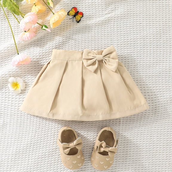 Baby Girls’ 2026 Summer Bow Pleated Skirts – Toddler Fashion Casual Mini Skirts Kids All-Matching Daily Skirts