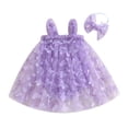 thumbnail image 1 of Baby Girls 2Pcs Summer Outfits, Sleeveless 3D Butterfly Tulle Bodysuit + Headband Set 3-24 Months, 1 of 9