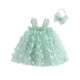 thumbnail image 1 of Baby Girls 2Pcs Summer Outfits, Sleeveless 3D Butterfly Tulle Bodysuit + Headband Set, 1 of 10