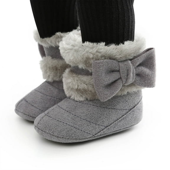 Baby Girls Ankle Boots Toddler Winter Snow Bowknot Non Slip Soft Sole Warm Infant Prewalker Booties