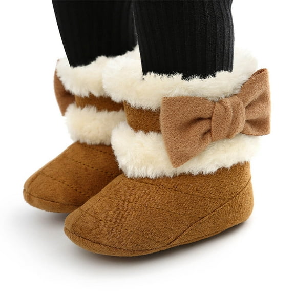 Baby Girls Ankle Boots Toddler Winter Snow Bowknot Non Slip Soft Sole Warm Infant Prewalker Booties