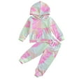 thumbnail image 1 of Baby Girls Autumn Winter Outfits Tie-Dye Sweatshirt Long Sleeve Hoodies Tops Pants, 1 of 6