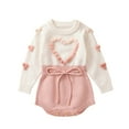 thumbnail image 1 of Baby Girls Autumn Winter Sweater Romper 3 6 9 12 18M Long Sleeve Contrast Color Heart Knit Romper, 1 of 10