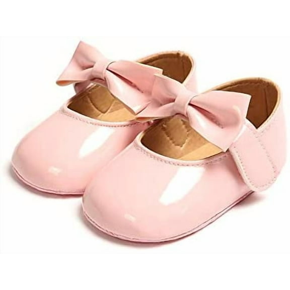 Baby Girls Ballet Dress Shoes - Mary Jane Soft Sole Sidebow Toddler Moccasins