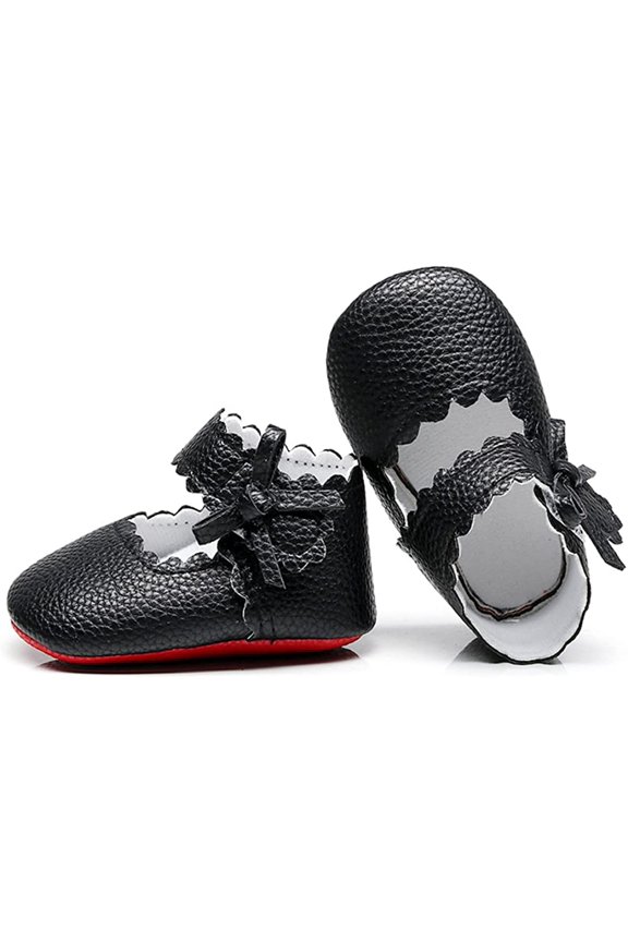 Baby Girls Ballet Dress Shoes - Mary Jane Soft Sole Sidebow Toddler Moccasins