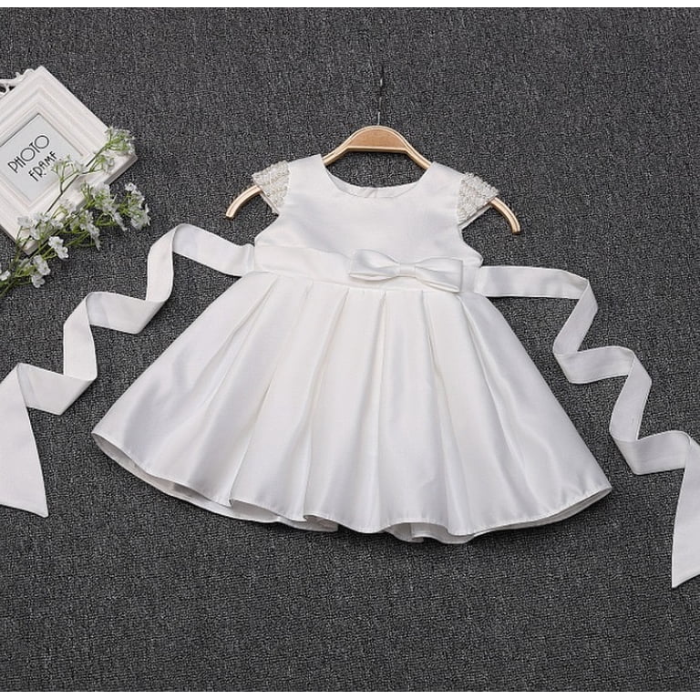 Baby Girls Baptism Dress Girls Christening Gown Flower Girl Dress Pearl  Sleeve 18M - Walmart.com