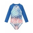 thumbnail image 1 of Kids Baby Girl One Piece Long Sleeve Bathing Suit Rash Guard Swimsuit UPF 50+, 1 of 3