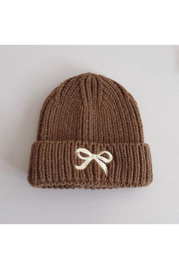 Baby Girls Bobble Hat - Toddler Winter Beanie Hats Kids Warm Knitted Beanies Double Pom Pom Hats Bonnet Cap for Children Boys Girls