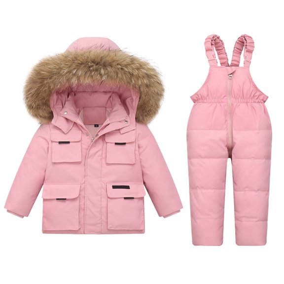 Baby Girls' Bodysuits Child'S Baby Boy'S Girl'S Down Warm Jacket Coat Jumpsuit Rompers Suit Winter Windproof Ski Suit New Casual Winter Jumpsuits Pinks 3-4T