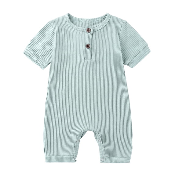 Baby Girls' Bodysuits Child'S Summer Jumpsuit Boys and Girls Baby Botton Short Sleeve Round Neck Cute Solid Shorts Rompers New Casual Winter Jumpsuits Green-2 12 Months