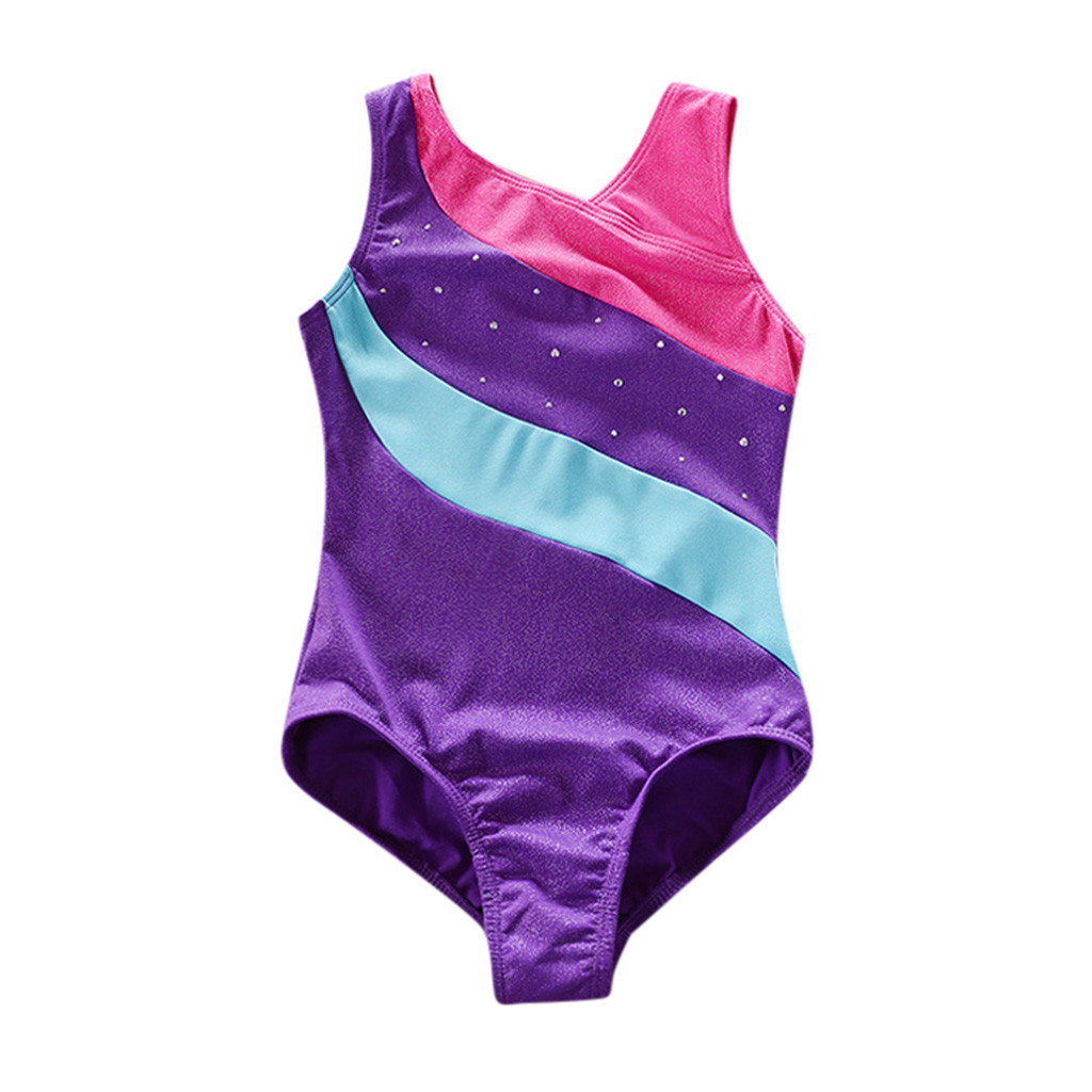 ZNYUNE Justaucorps Danse Fille | Bleu Dégradé Brillant | Ballet Gymnastique | 82% Polyester 18% Élasthanne