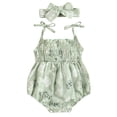thumbnail image 1 of Baby Girls Bodysuits Onesies Suspenders Floral Headbands Clothes Summer Outfits Baby Girl Romper Green 0-3 Months, 1 of 5