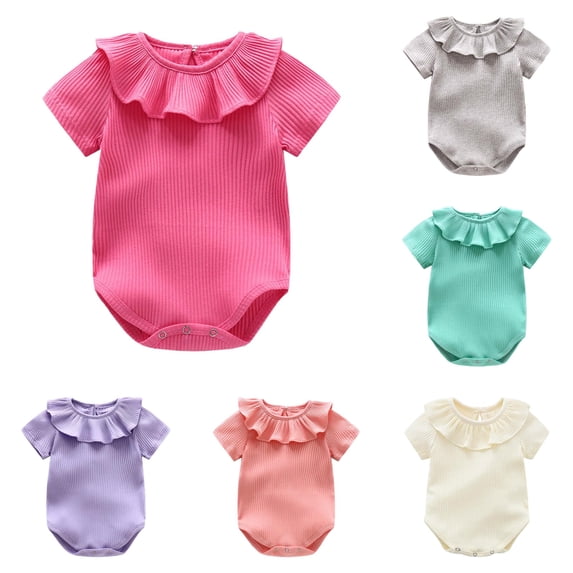 Baby Girls Bodysuits Soft for To 16 Months Comfortable Round Neck Romper Outfit for Daily Wear and Outdoor Activities 6 Month Outfit Girl Toddler Summer Clothes Girl Kids Leotard Suit Toddler Lace