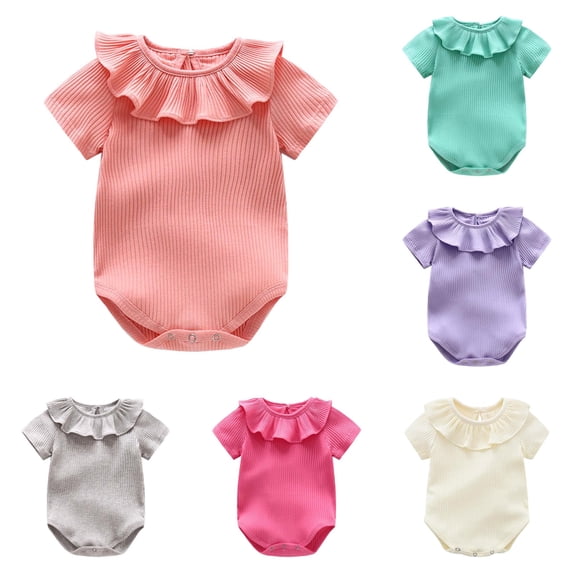 Baby Girls Bodysuits Soft for To 16 Months Comfortable Round Neck Romper Outfit for Daily Wear and Outdoor Activities 6 Month Outfit Girl Toddler Summer Clothes Girl Kids Leotard Suit Toddler Lace