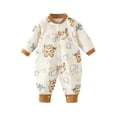 thumbnail image 1 of Baby Girls Bodysuits Thick Warm Floral Print Long Sleeve Jumpsuit Sleepwear Pajamas One-Piece Romper, 1 of 3