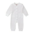 thumbnail image 1 of Baby Girls Bodysuits Unisex Long Sleeve Winter Solid Ribbed Jumpsuit Romper With Pocket Cute One-Piece Playsuits For Babys, 1 of 6