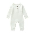 thumbnail image 1 of Baby Girls Bodysuits Winter Long Sleeve Boys Ribbed Solid Color Jumpsuit Outwear One-Piece Romper, 1 of 3